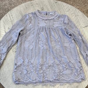 Elegant Lace Long Sleeve Top in Lavender